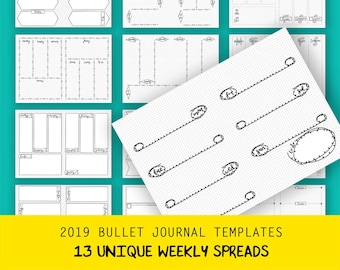 Printable Weekly Spread Templates | Bullet Style Journal Starter Kit | Any Year Calendar | Planner Insert | Diary Agenda Organiser | 2024
