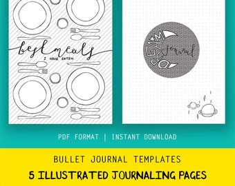 Bullet Style Journal Templates | Printable | Meal Planner Pages | Digital Dream Holiday Diary | Bujo Travel Insert | 2024 Agenda Refill