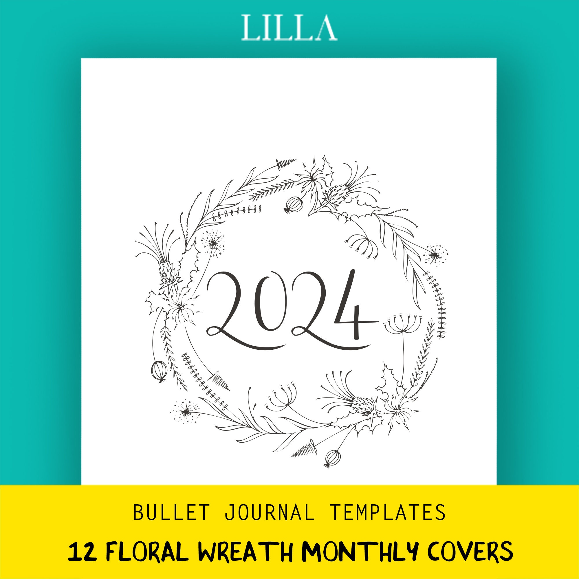 Bullet Style Journal Templates Printable Monthly Covers 2024, bullet