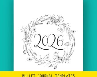Bullet Style Journal Templates | Printable Monthly Covers | 2026 Planner Insert | Instant Refill page | Bu jo Junk Journal Starter Kit
