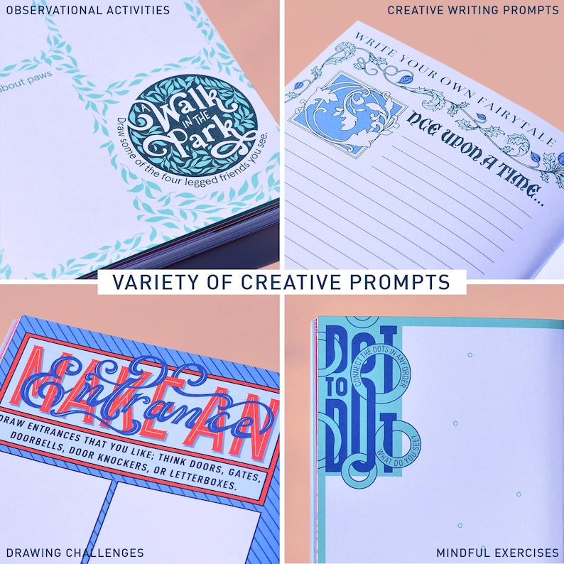 Creative Journal: Visual activity book for micro journaling, drawing prompts and writing exercises to log everyday memories and adventures image 5