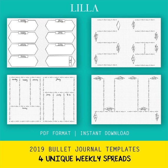 Printable weekly spread layouts | Etsy