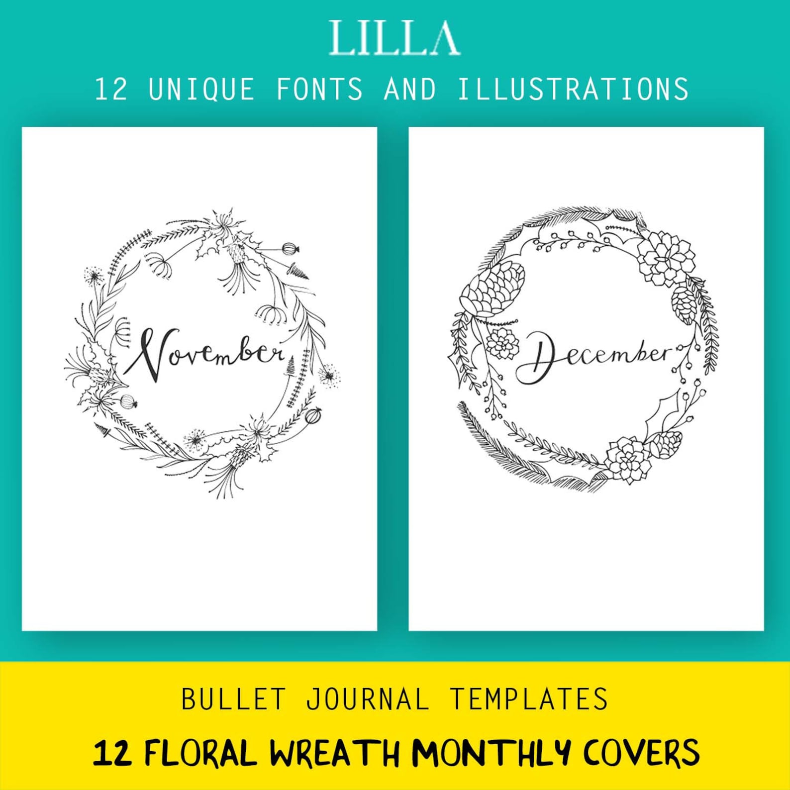Bullet Style Journal Templates Printable Monthly Covers - Etsy