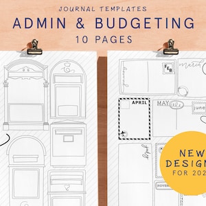 May include: Black and white printable journal pages with mailbox illustrations. The pages are for addresses and birthdays. The text on the page reads "Addresses" and "Birthdays".