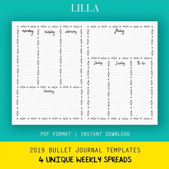 Printable Weekly Spread Templates Bullet Style Journal Starter Kit