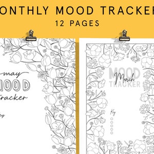 MONTHLY MOOD TRACKER | Printable Bullet Style Journal Templates | 2025 ...