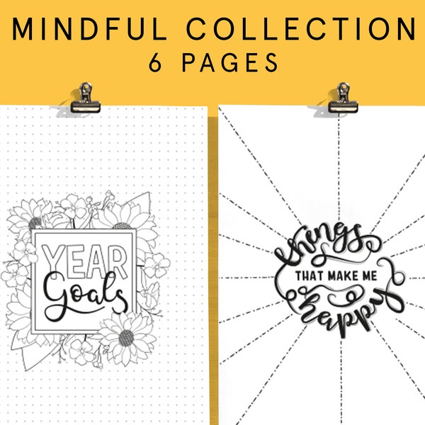 MINDFUL COLLECTION | Printable Bullet Style Journal Templates | 2024 Planner Insert Refill | Instant Digital Download | Bu jo Starter Kit