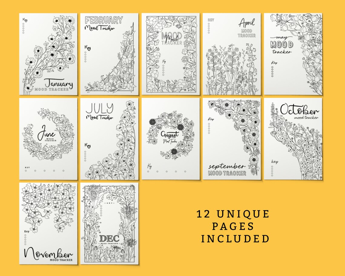 MONTHLY MOOD TRACKER Printable Bullet Journal Templates | Etsy