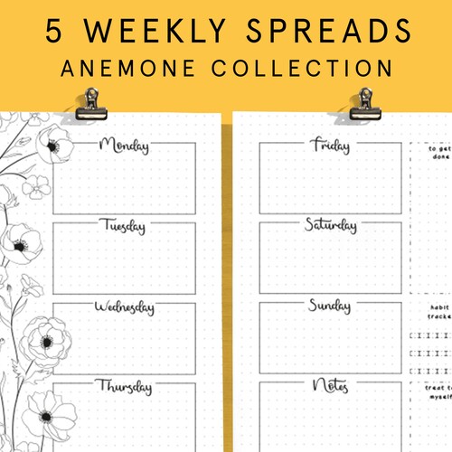 Printable Weekly Spread Templates Bullet Style Journal - Etsy