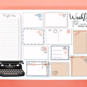 Printable Weekly Planner | Fun bullet style journal weekly organizer with to do list, daily planner, habit tracker & week goal setter | 2025