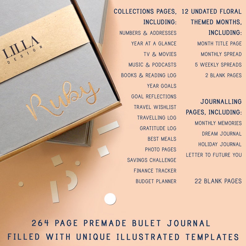 WEEKLY BULLET style JOURNAL Undated planner filled with unique premade spreads & monthly templates Personalised 2024 bu jo starter kit image 6