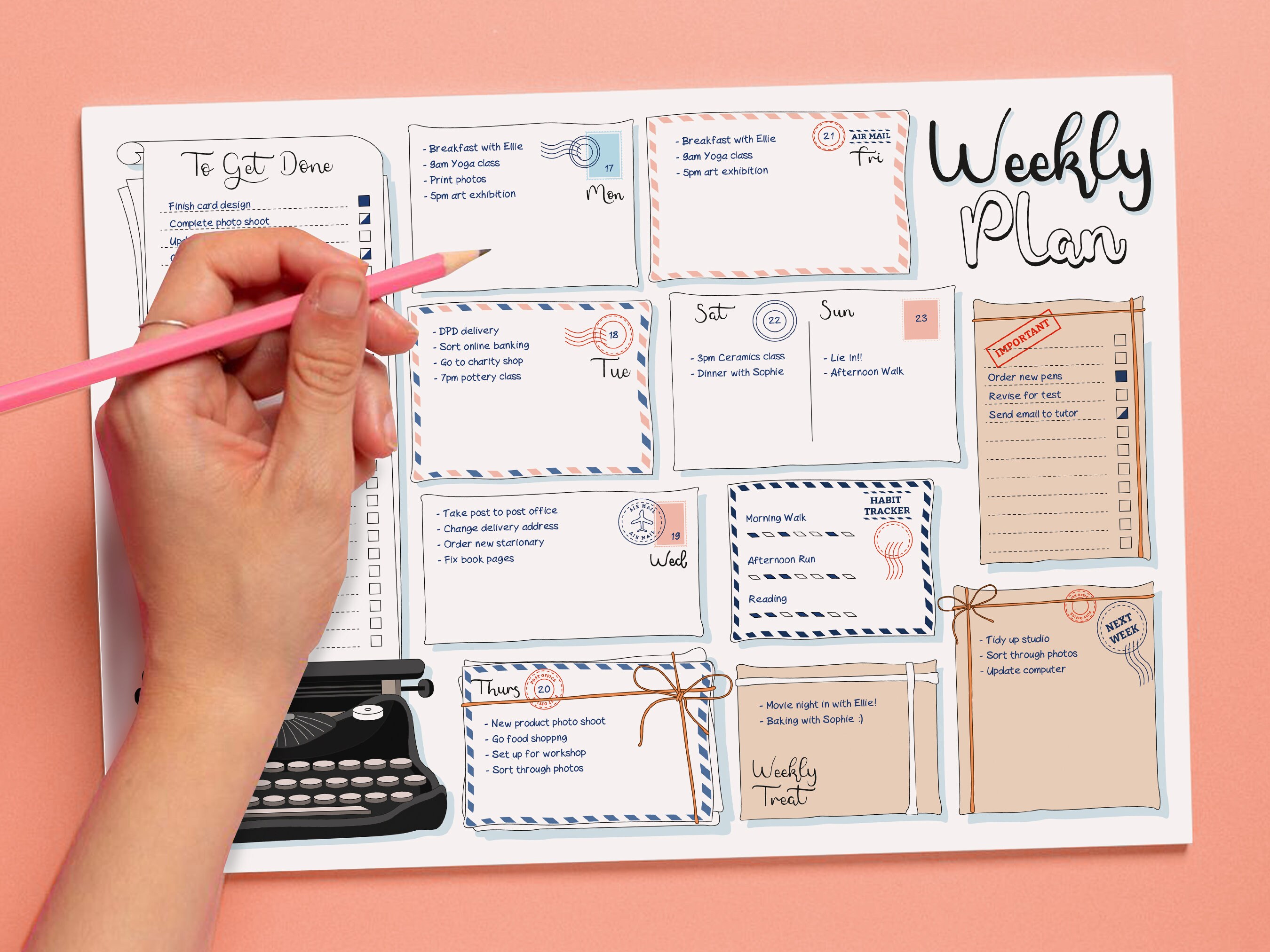 Printable Weekly Planner | Fun Bullet Style Journal Weekly Organizer ...