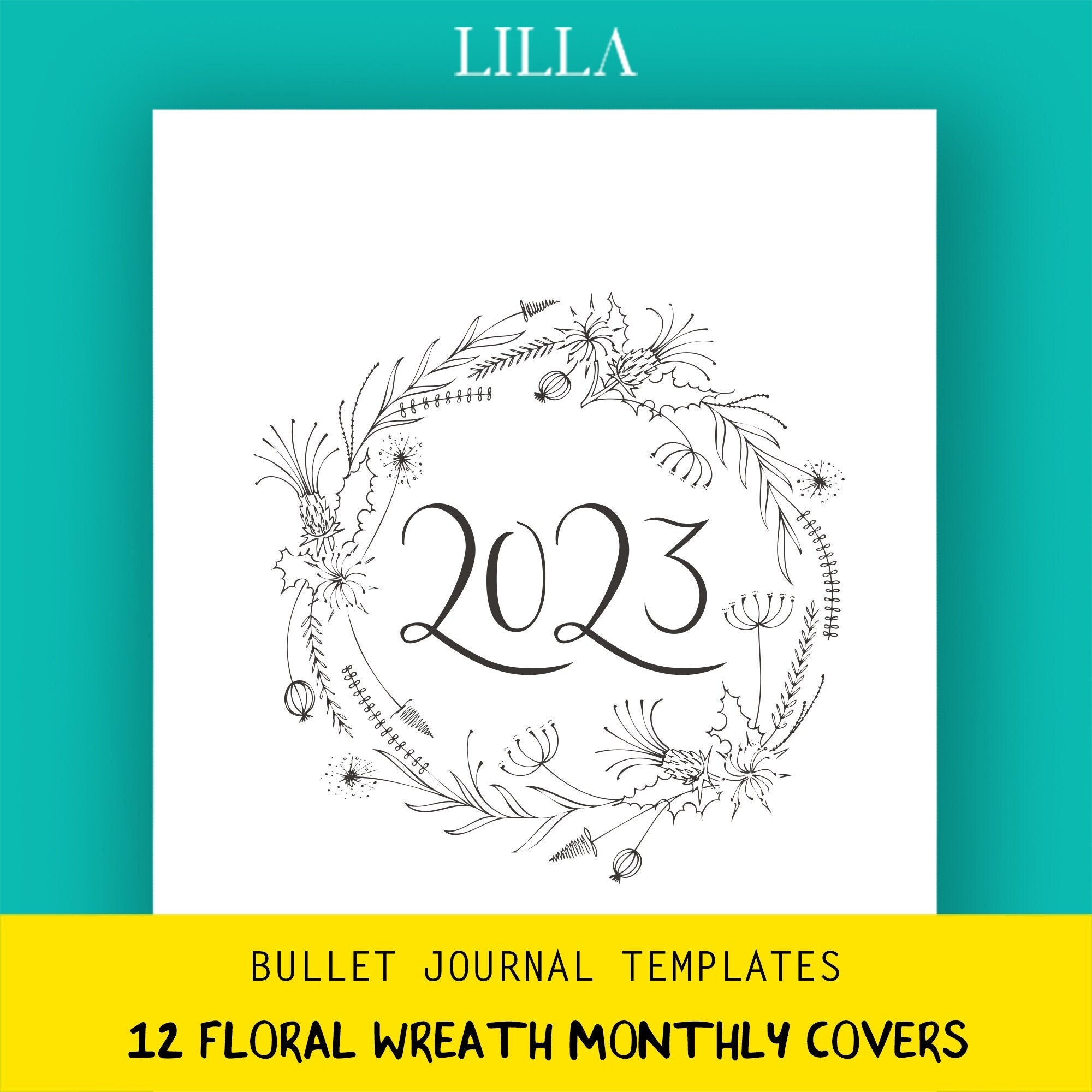 Page De Garde Bullet Journal 2023 Bullet Style Journal Templates Printable Monthly Covers - Etsy France