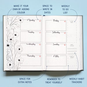 WEEKLY BULLET style JOURNAL Undated planner filled with unique premade spreads & monthly templates Personalised 2024 bu jo starter kit image 10