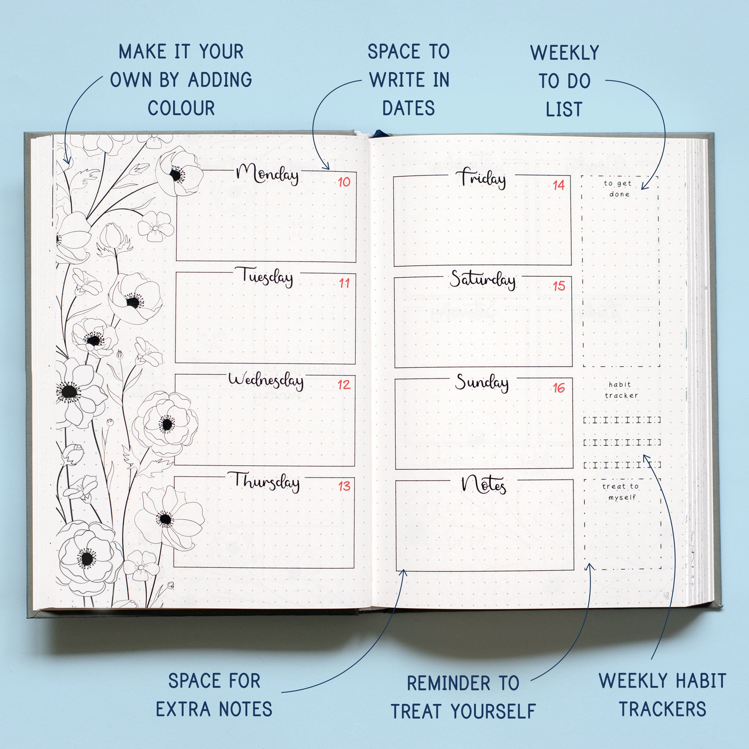 Premade Dotted Doodle Journal : Make Planning Fun with This Undated Monthly  and Weekly Planner (Hardcover) 