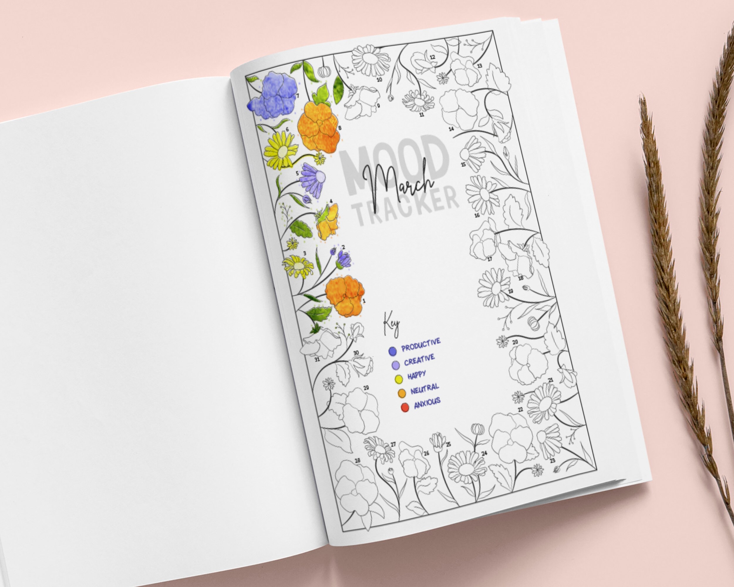 MONTHLY MOOD TRACKER | Printable Bullet Style Journal Templates | 2026 ...