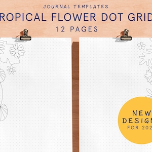 Tropical Flower Dot Grid Journal Template: Printable Planner Inserts (PDF)