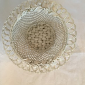 Antique Belleek basket weave bowl