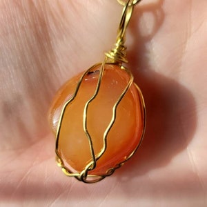 Carnelian wire wrapped necklace