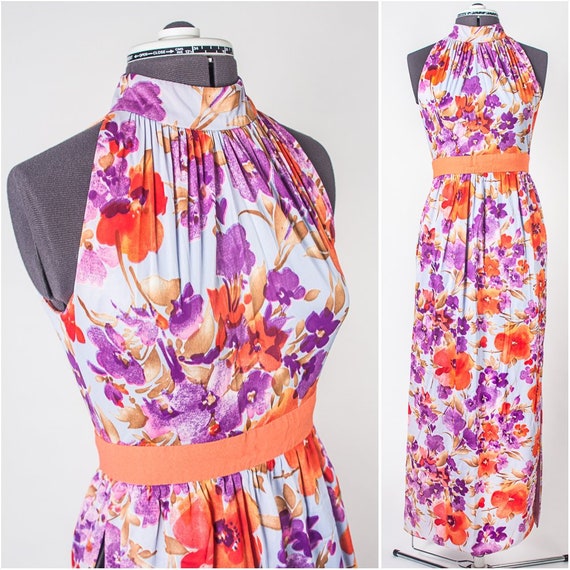 Floral and Feminine Split Skirt Hostess Dress