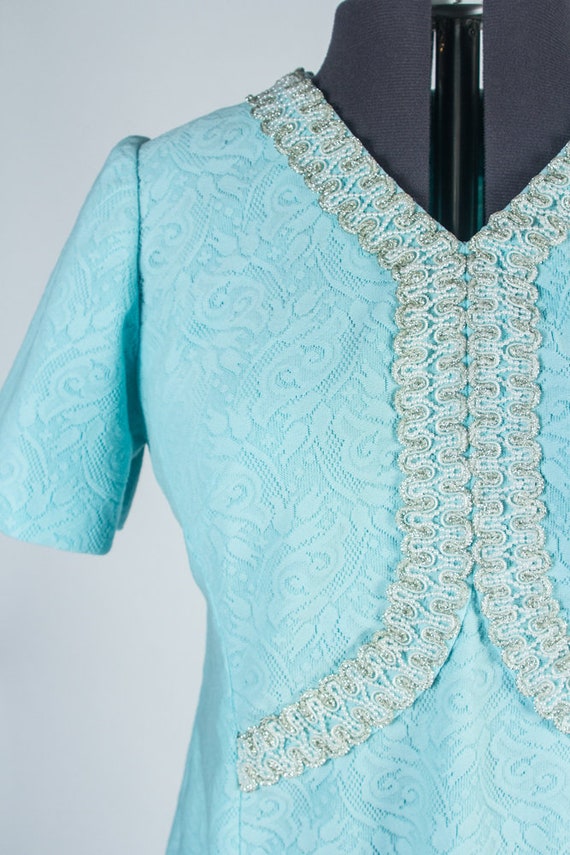 Teal Blue Short Formal Dress with Bead Detail, 60… - image 5