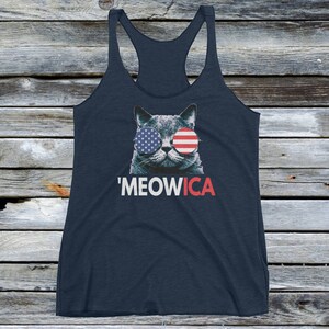 レディースファッション Merica Sunglasses Leopard 4th of July For Men Women kids US T-Shirt Lady's Meowica Shirt - Funny 4th Fourth of July Shirts