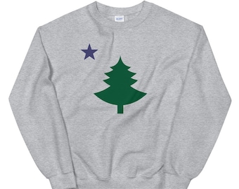 Old 1901 Maine State Flag Sweater with Pine Tree and Star - First Original Flag of Maine Sweatshirt