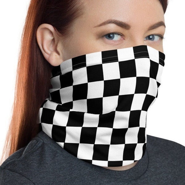 Checkered Checkerboard Pattern Face Mask Wind Neck Gaiter Social Distancing Quarantine