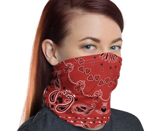 Red Bandana Wind Buffer Face Mask Gaiter Bandanna