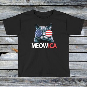 Youth Kids Meowica Shirts - Baby Boy Girl Fourth of July Shirts