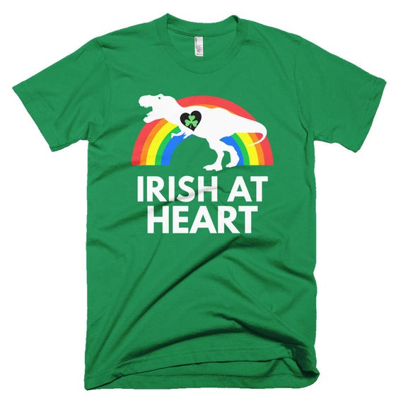 St Shamrock Heart Irish Green Adult T-Shirt Patricks Day