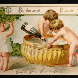 Antica cartolina Auguri -  numerata -  Felicità e Prosperità