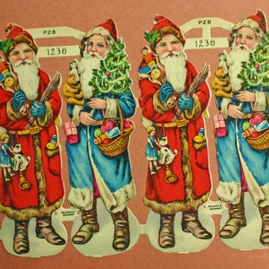 Santa Klaus 30s - antique decorazioni carta - vintage paper dolls decorations - embossed die cut Germany