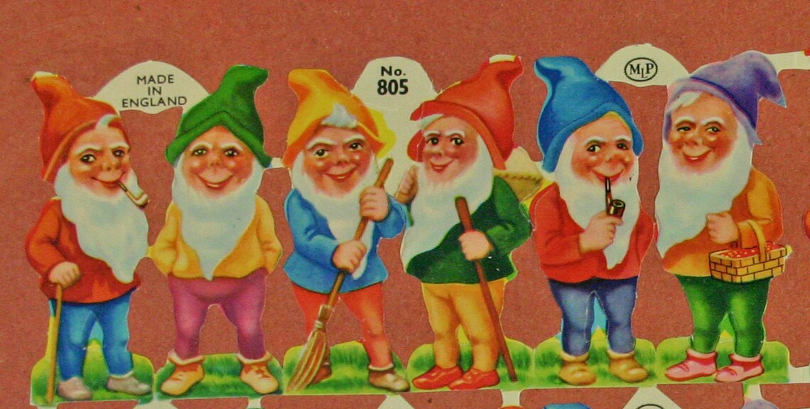 Gnomes Decoupage Paper Decorations UK Vintage Paper Dolls Decorations