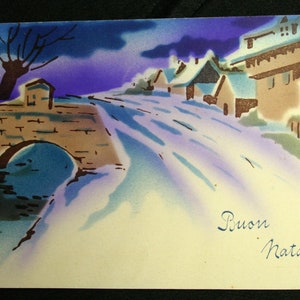 Cartolina anni '20 - Buon Natale - Paesaggio invernale