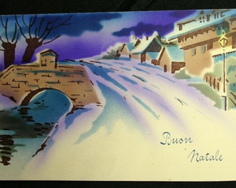 Postcard 1920s - Merry Christmas - Winter Landscape