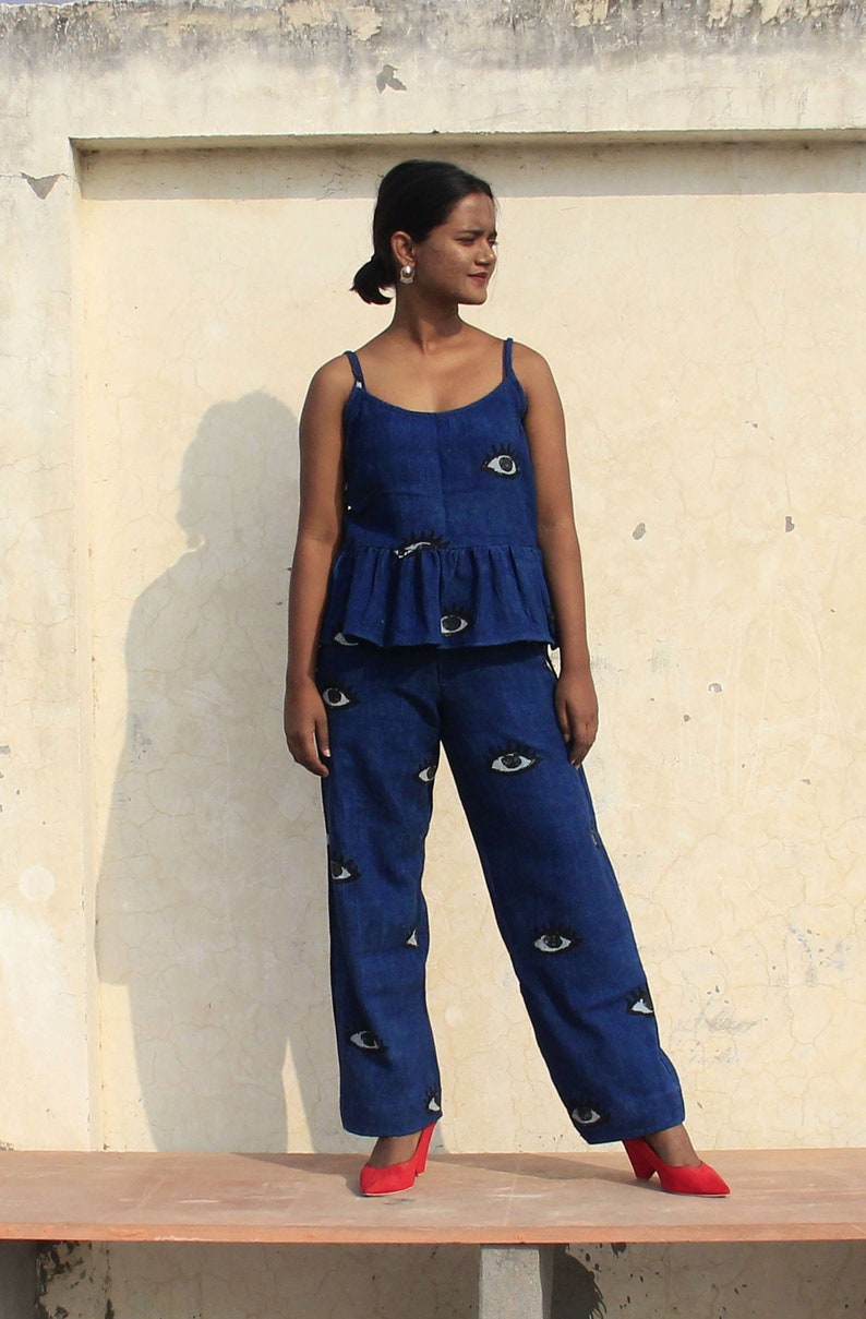 Blue Block Printed Summer Co-ord Set Indigo Kala Cotton | Etsy