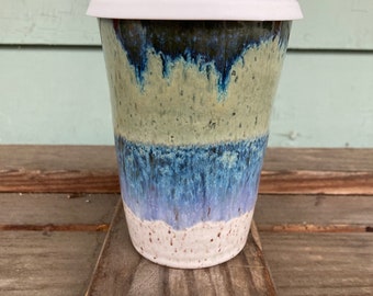 Travel cup - Wheelthrown Pottery 14oz Take away cup