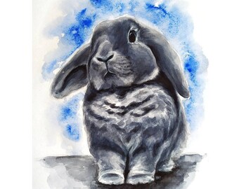 Custom bunny painting Custom rabbit owner gift Bunny home decor Rabbit lover gift Personalized bunny art Hand painted rabbit Bunny portrait