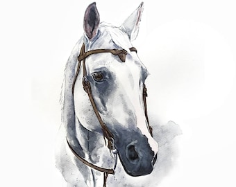 Retrato de caballo personalizado a partir de una foto, pintura de caballo en acuarela personalizada, arte ecuestre pintado a mano, regalo para amantes de los caballos