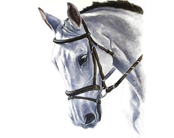 Custom horse painting from photo Horse trainer gift Personalized horse portrait Watercolor horse art Horse memorial gift Equestrian gift