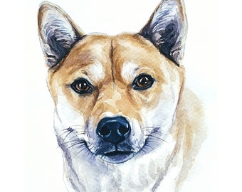 Geschilderd portret van een hond van foto Hond herdenkingscadeau Hondenliefhebber cadeau Hond kunst Shiba Inu hond