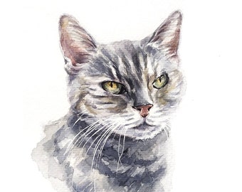 Custom cat painting from photo Cat owner gift Personalized cat portrait Cat lover gift Cat illustration Custom cat art