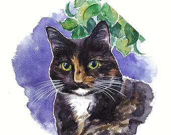 Aangepaste kattenschilderij van foto Kat herdenkingscadeau Gepersonaliseerd kattenportret Kattenkunstwerk Katteneigenaar cadeau Aangepaste kattenillustratie