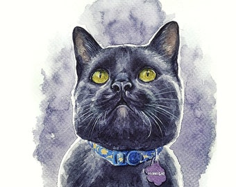 Gepersonaliseerde kattenportret Aangepaste schilderij van een kat van foto Katteneigenaar cadeau Kat herdenkingscadeau Kattenillustratie Kattenliefhebber cadeau