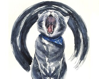 Aangepaste kattenschilderij van foto aquarel kattenportret Kattenliefhebber cadeau