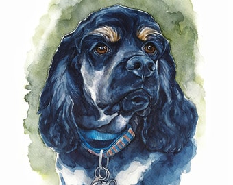 Custom dog painting Watercolor dog portrait from photo Dog memorial gift Personalized dog owner gift