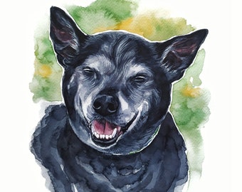 Aangepaste hond schilderij aquarel hond portret van foto gepersonaliseerde handgeschilderde hond herdenkingscadeau hond eigenaar cadeau hond moeder cadeau