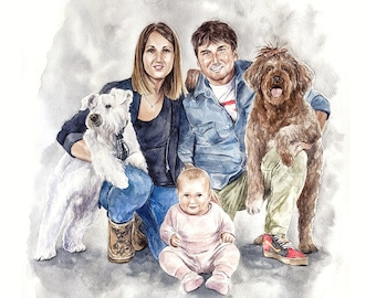 Custom people portrait from photo Kids portrait Couple painting Personalized family portrait Anniversary gift Unique custom gift Commission