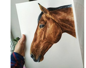 Custom horse painting physical art Hand painted horse portrait Horse trainer gift Horse memorial gift Personalized horse drew